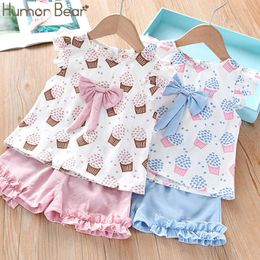 Humour Bear NEW Girls Clothing Set Sleeveless Summer New Ice Top T-shirtwithPants 2Pcs Suit Toddler Children's Clothes