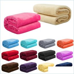 Blankets Autumn And Winter Flannel Wool Blanket Warm Soft Coral Fleece Bedding Adt Solid Bed Er Sofa Drop Delivery Home Garden Textil Dh2Xt