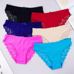 Women's Panties Women's underwear Women's lace underwear 6pcs/bag Seamless women's shorts hollow back transparent underwear bow ice M-XL 230331