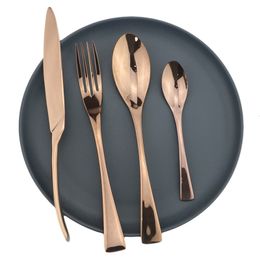 Dinnerware Sets 4 Pieces/Set Rose Tableware Set Stainless Steel Dining Knife Fork Tea Spoon Tableware Set Home Kitchen Tableware Set 230331