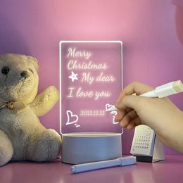 Night Lights Night Lamp Board Led Note Board USB Plug/Battery Power 2 In 1 Night Light Message Board DIY Graffiti Decorations Christmas Gifts P230331