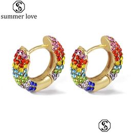 Stud High Quanlity Hoop Earrings Colorf Rhinestone Gold Plated Cartilage For Women Girls Hoops Fashion Jewellery Giftz Drop Del Dhgarden Dhn1Y
