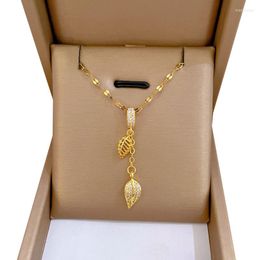 Chains 316L Stainless Steel Ripple Chain Copper Pendant Tassel Leaf Delicate Temperament Zircon Women's Necklace