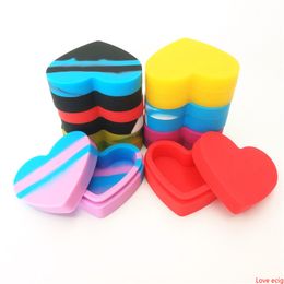Nonstick wax containers heart shaped silicone box 17ml silicon container food grade jars dab tool storage jar bho hash oil holder
