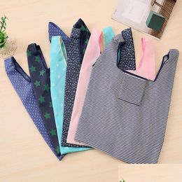 Storage Bags Foldable Shop Nylon Reusable Grocery Bag Eco Friendly Tote W35Xh55Cm Convenient Drop Delivery Home Garden Housekee Organ Dhc57