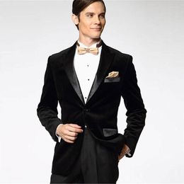 Men's Suits Peak Lapel Black Velvet Men For Wedding Plus Size Groom Tuxedo Prom Party 2Piece Man Blazers Slim Fit Terno Masculino