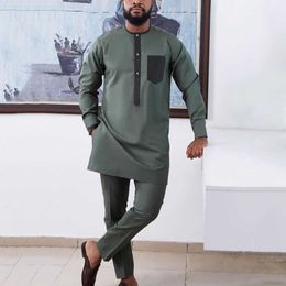 Men's Tracksuits Dashiki Men Designer Clothes 2 Piece Long Sleeve Top Pant Sets African Traditional Clothing For Men Party Wedding Fashion Suits W0322