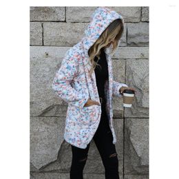 Women's Jackets Glitter European And American Autumn Winter Women's Hooded Long-sleeved Loose Snowflake Fleece Christmas Style Casual