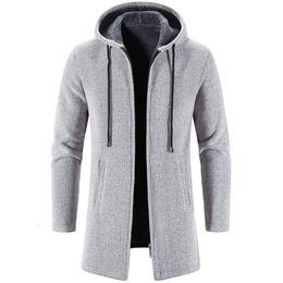 Men's Sweaters Coat Autumn Winter Warm Zipper Medium Long Cardigan Man Casual Knitwear Sweatercoat mens clothes 230331