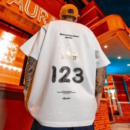 Men's TShirts American High Street Retro Short Sleeve T Shirt For Men Funny Duck Letter Printed Tshirt Summer Cotton y2k Tee Streetwear Tops 230330