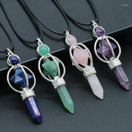 Pendant Necklaces Natural Crystal Necklace For Women Men Merkaba Dowsing Pendulum Amethysts Pink Quartz Pendule Radiesthesia