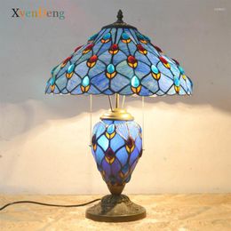 Table Lamps Tiffany Stained Glass For Living Room Bedroom Bedside Desk Lamp Kitchen Dining Art Decor Iron LED Light Fixture