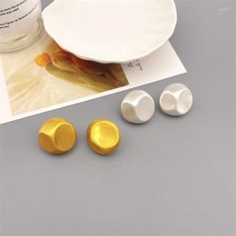 Stud Earrings Europe And America Ins Style Fashion Frosted Texture Irregular Hemisphere For Women Luxury Plating 18k Gold