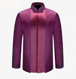 Men's Jackets APEC Tang Suit Brand Purple Chinese Traditional Mandarin Collar Leader Costume Coats M L XL XXL XXXL YZT1209