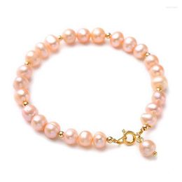 Strand Classic Fashion Natural Pearl Beaded Bracelet For Women High-quality Pink Baroque Charm Jewellery Accessories Wholesale