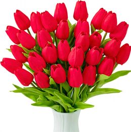 Fashion Tulips PU Latex Tulip Artificial Flowers for Wedding Bridal Home Party Festival Decoration Artificial Flower