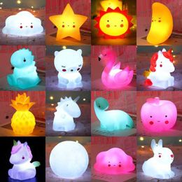 Night Lights Cartoon Christmas Night Light LED Decoration Moon Star Girl Kids Children Toy Gift Lamp for Bedroom Bedside Room with Battery P230331