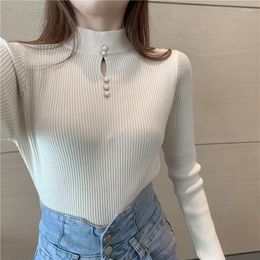 Women's Sweaters 2023 Spring Thickened Half Turtleneck Sweater For Women Hollow Long-sleeved Bottoming Shirt Female Slim Knitted Jumper