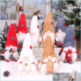 Christmas Decorations Plush Toy Swedish Gnome Xmas Forest Man Doll Ornaments Kids Scandinavian Nordic Dwarf Toys Drop Delivery Home Dhcqr