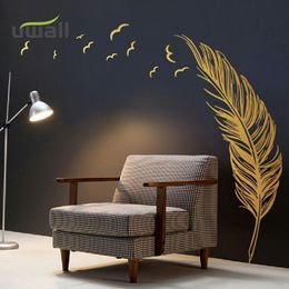 Wall Stickers Creative Sculpture Feather Wall Decal Paper Living Room Bedroom Decoration Background Wall Decoration Home Self adhesive Sticker 230331