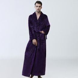 Men's Sleepwear Coral Fleece Men Flannel Robe Loungewear Winter Kimono Bathrobe Gown Nightdress Loose Casual Nightgown Home Clothes