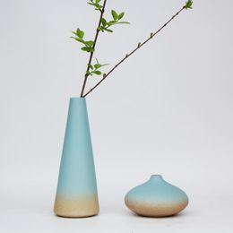 Vases Handmade Jingdezhen Ceramic Pottery Vase Flower Blue Mediterranean Modern Floret Mini Hydroponic Container