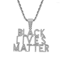 Pendant Necklaces Iced Out Cubic Zircon Black Lives Matter Necklace Fashion Hip Hop Crystal Letter Jewelry For Men Women