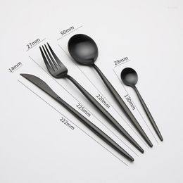 Dinnerware Sets Black Matte Cutlery Set Silverware 18/10 Stainless Steel Spoons Forks And Knives Dropship