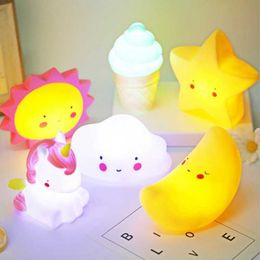 Night Lights Cute unicorn Cloud Star Moon Appease Glow Night Light Feeding Light Baby Sleeping child Toy Kids for birthday present gift P230331