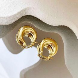 Hoop Earrings FINE 18K Yellow Gold Women AU750 Smooth Fashion