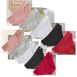 Women's Panties 10 Pieces/Set Cotton Underwear Women's Sexy Lace Underwear Solid Colour Women's Underwear Women's Underwear 230331