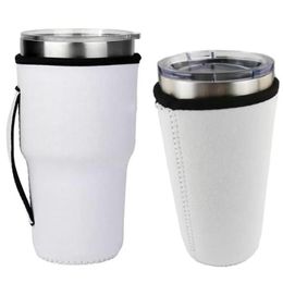 60pcs Drinkware Handle Sublimation Blanks Reusable 30oz Iced Coffee Cup Sleeve Neoprene Insulated Sleeves Mugs Cover Bags Holder Handles