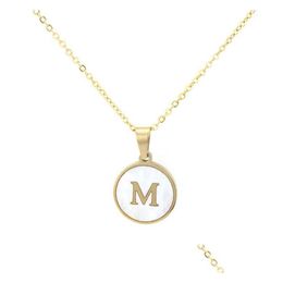 Pendant Necklaces Summer Stainless Steel Round Shell Necklace For Women Girls Az Initial Letter Alphabet Gold Colour Jewellery Dhgarden Dham9
