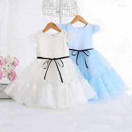 Girl Dresses 2023 Summer Girls Dress 12Months - 6Years Princess Cotton Solid Fluffy Mesh One-Year-Old Baby Birthday/Wedding Party