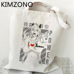 Shopping Bags Chainsaw Man Bag Canvas Shopper Eco Reusable Woven Shoping Foldable Grab