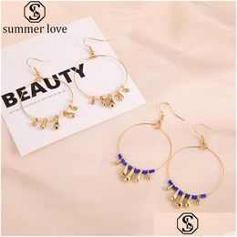 Dangle Chandelier Temperament Round Gold Earrings Acrylic Rice Bead Beads Handwoven Hoop Pearl Statement For Women Jewelry Dhgarden Dh980