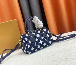 Designer womens shoulder bag luxury Nano Speedy handbags flower letter leather mini tote denim fabrics crossbody bags ladies fashion makeup purses clutch
