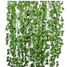 Decorative Flowers 220Cm Artificial Plants Vine Leaves Green Christmas Garland Silk Outdoor Home Wedding Party Garden Decoration