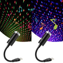 Night Lights 3 Colours Music Control USB LED Starry Sky Projector Night Lights Car Atmosphere Ambient Star Galaxy Lamps Car Roof Ceiling Decor P230331