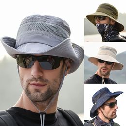 Mesh Sun Hats Fishing Caps UV Sun Protection Wide Brim Bucket Hat Summer Breathable For Hiking Garden Safari Beach Travel Bonnet