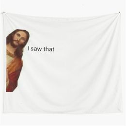 Tapestries Jesus I Saw That Tapestry Hanging Decor Home Decoration for Wall Mural Living Bedroom Room Party Backdrop 230330