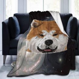 Blankets Akita Inu Puppy Dog Flannel Fleece Blanket Super Soft Micro-Velvet Hypoallergenic Plush Bed Sofa Living