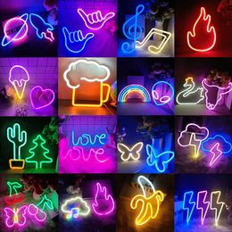 Night Lights Wholesale LED Neon Night Light Sign for Kids Room Children Bedroom Party Wedding Decoration Wall Art Sign Neon Lamp Xmas Gift P230331