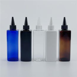 Storage Bottles Multicolor 250ML X 25 Empty Plastic Square Bottle With Pointed Mouth Cap Pigment Ink Container Cosmetic PET Packaging