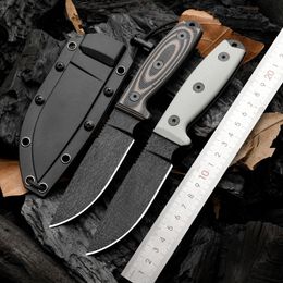 1Pcs Survival Straight Knife 1095 High Carbon Steel Drop Point Blade Full Tang G10 Handle Outdoor Camping Hunting Fixed Blade Knives with Kydex