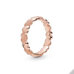 Rose Gold Matte Brilliance Heart Band Ring for Sterling Sier Wedding Designer Rings Jewellery for Women Girlfriend Gift Love Ring with Original Box Set