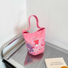 Japanese Bucket Heart Trendy Women Cartoon Cute Style Handbag Bag Casual Printing 2023 Shaped Fashion Bear Bento Small