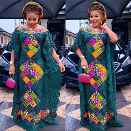 Ethnic Clothing MD Plus Size African Lace Dresses Elegant Women Traditional Dashiki Boubou Wedding Party Hippie Gown Turkey Wears For Ladies 230331