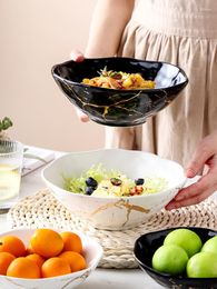 Bowls Nordic 6/8 Inch Ceramic Soup Creative Fruit Salad Bowl Household Large Hat Noodle Light Luxury Kitchen Tableware