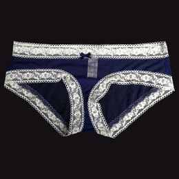 Women's Panties 3-piece Blue White Lace Bow Comfortable Sexy Underwear Women's Fashion Underwear Women's Underwear Gift BR006 230331